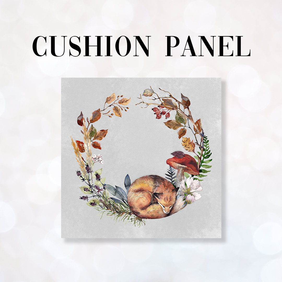 CUSHION Fabric Panel Sleeping Fox Lilac