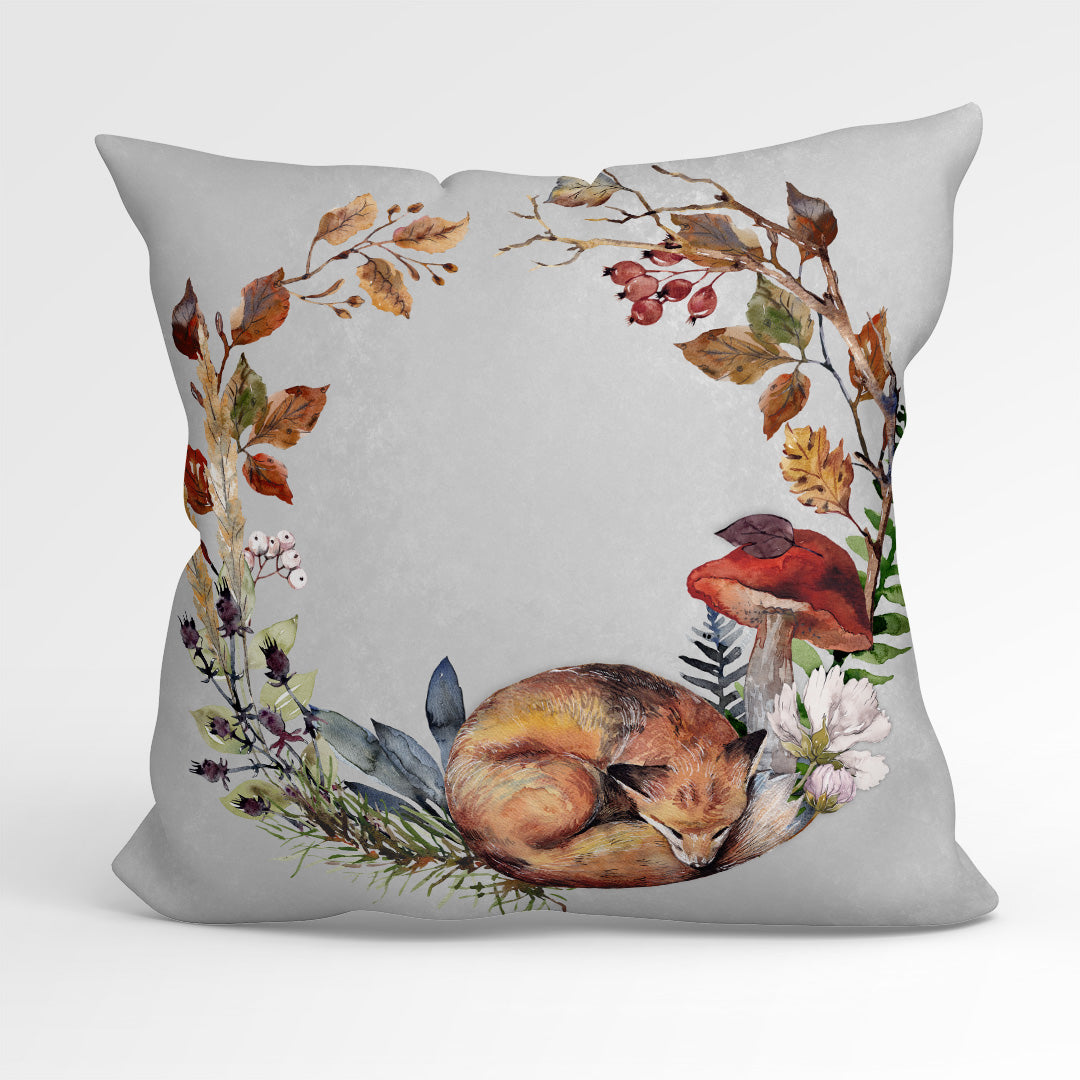 CUSHION Fabric Panel Sleeping Fox Lilac