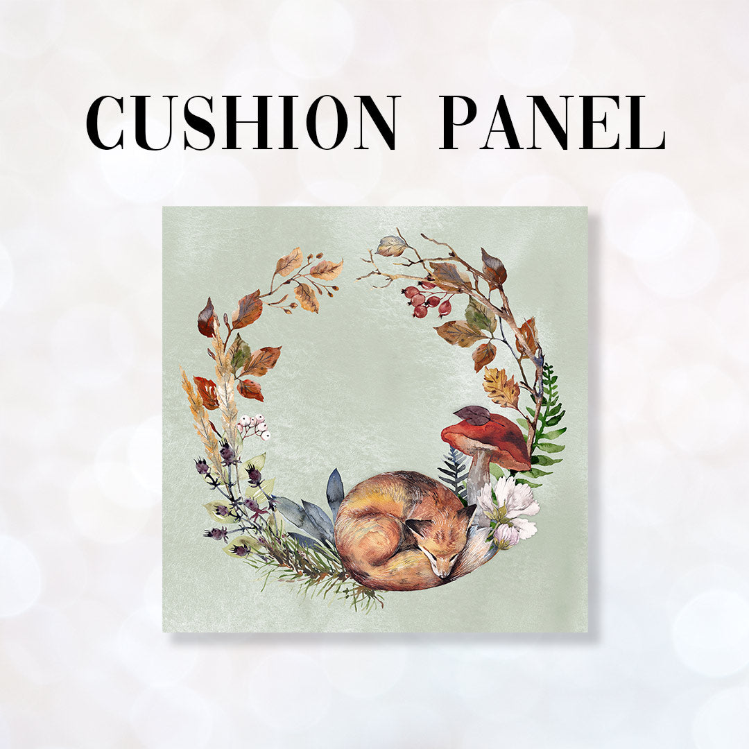 CUSHION Fabric Panel Sleeping Fox Sage