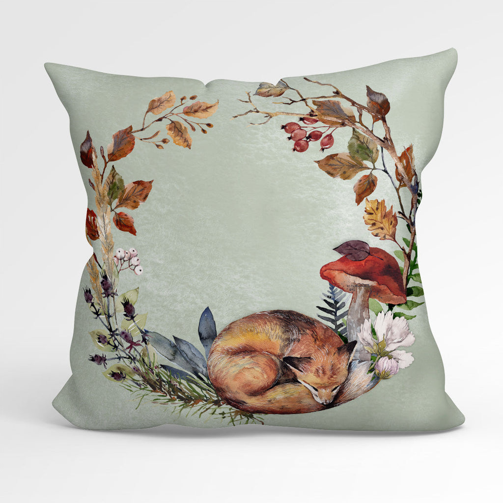 CUSHION Fabric Panel Sleeping Fox Sage