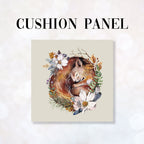 CUSHION Fabric Panel Sleeping Squirrel Cream