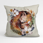 CUSHION Fabric Panel Sleeping Squirrel Cream