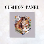CUSHION Fabric Panel Sleeping Squirrel Lilac