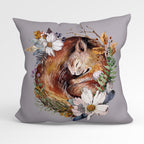 CUSHION Fabric Panel Sleeping Squirrel Lilac