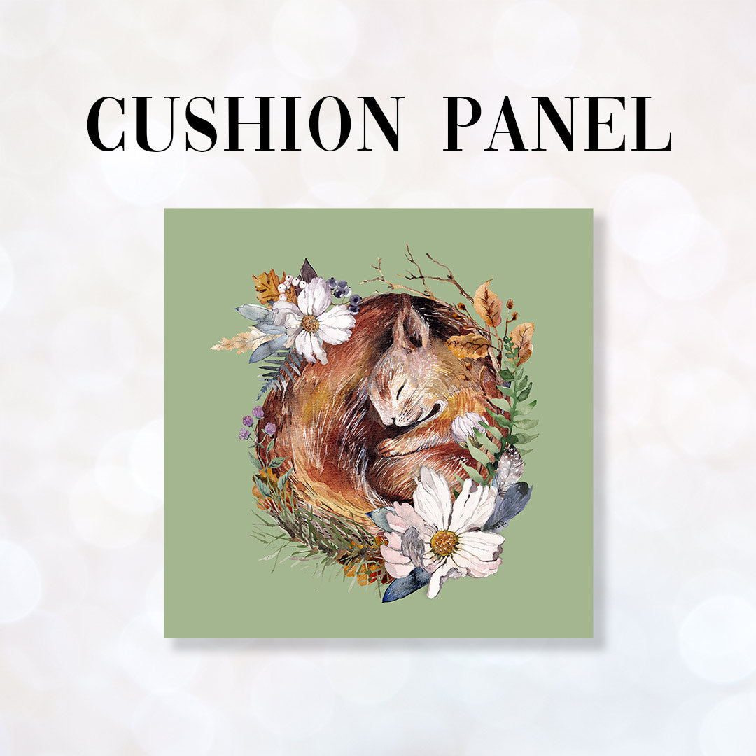 CUSHION Fabric Panel Sleeping Squirrel Sage