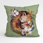 CUSHION Fabric Panel Sleeping Squirrel Sage