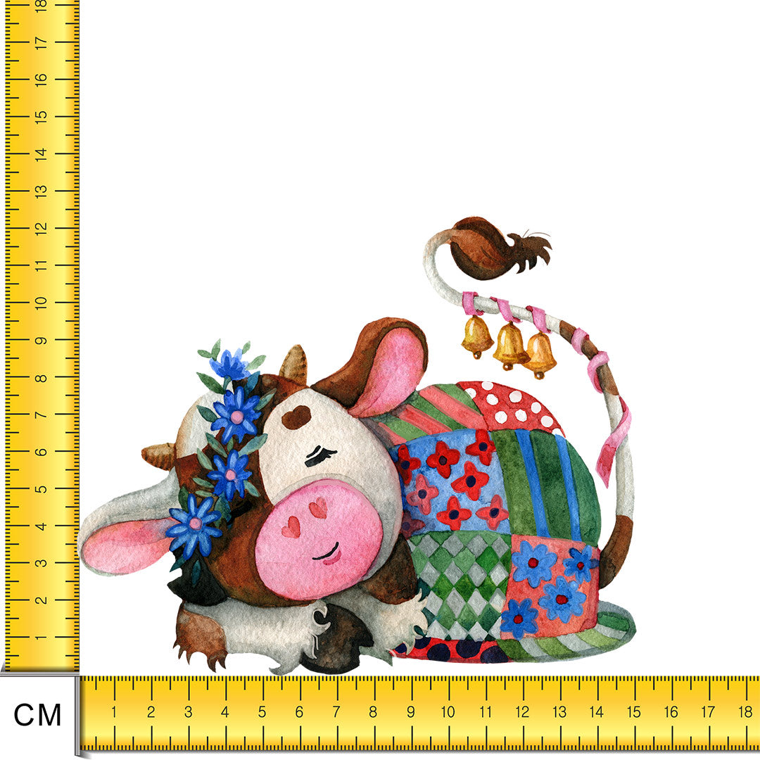 Sleepy Cow Iron on Fabric Heat Transfer DTF-149