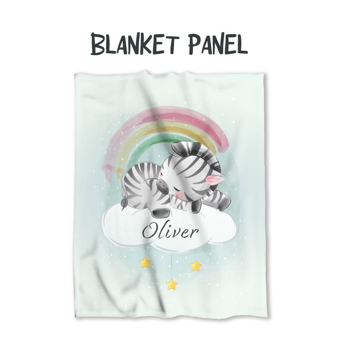 Personalised Sleepy Zebra Fabric Blanket Panel BP-59