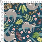 Sloths Teal Fabric