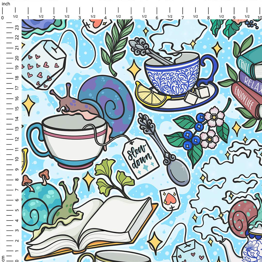 Snails and Books Fabric