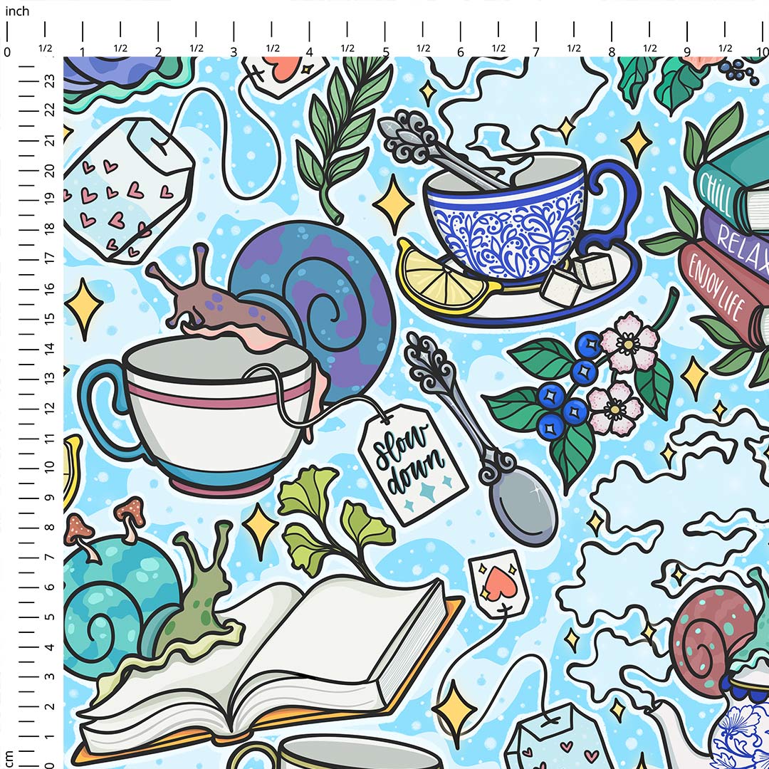 Snails and Books Fabric