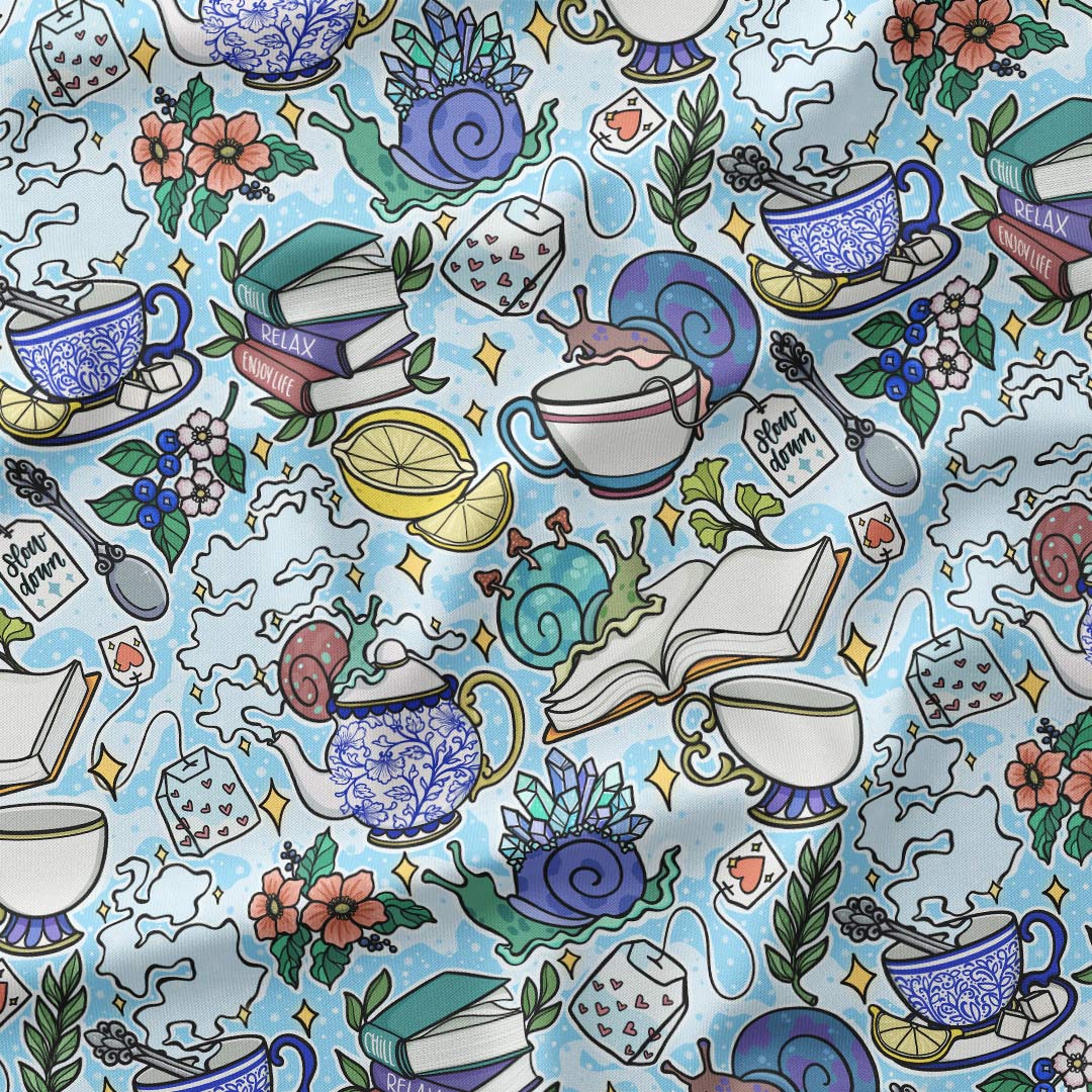 Snails and Books Fabric