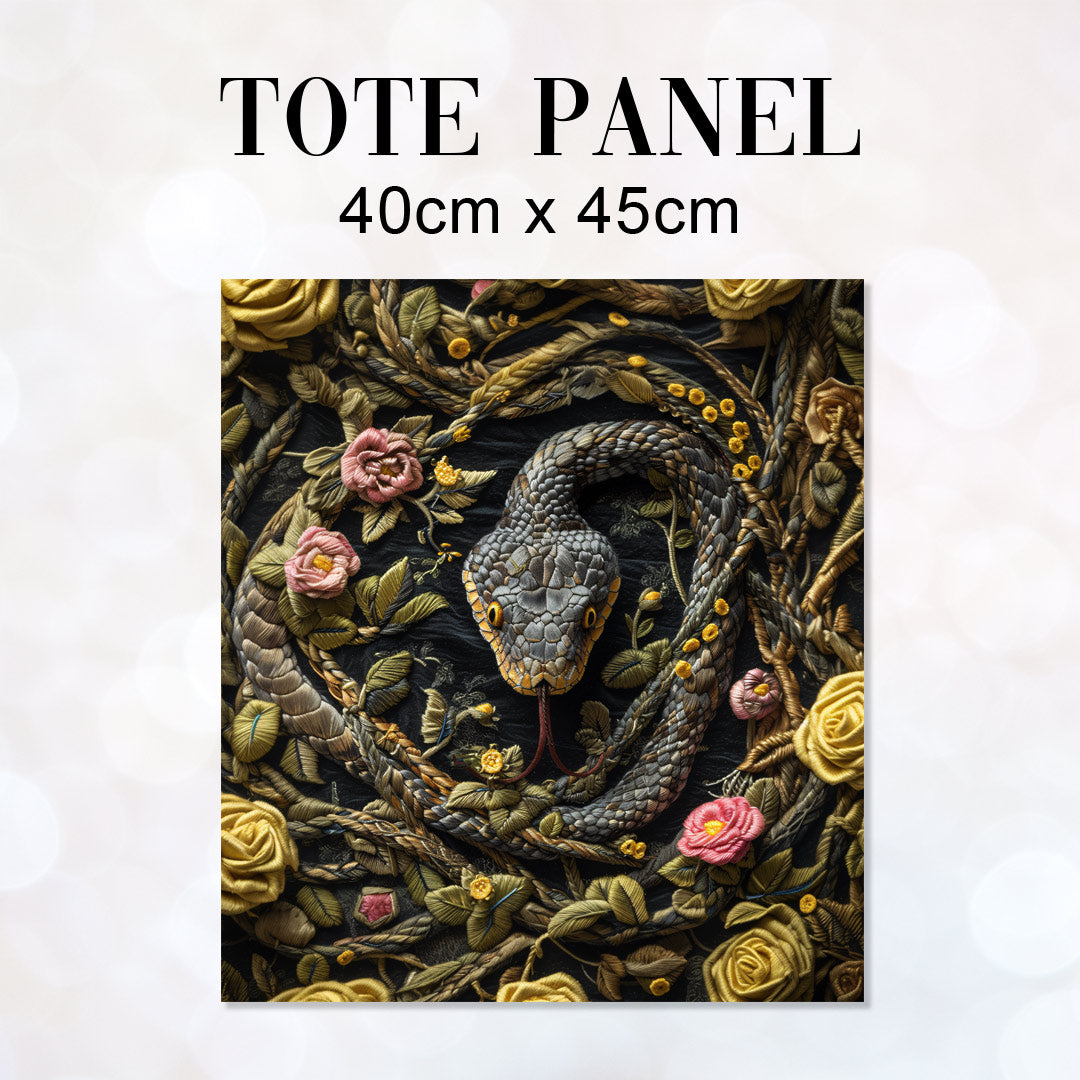 TOTE Fabric Bag Panel Snake and Roses TP-260