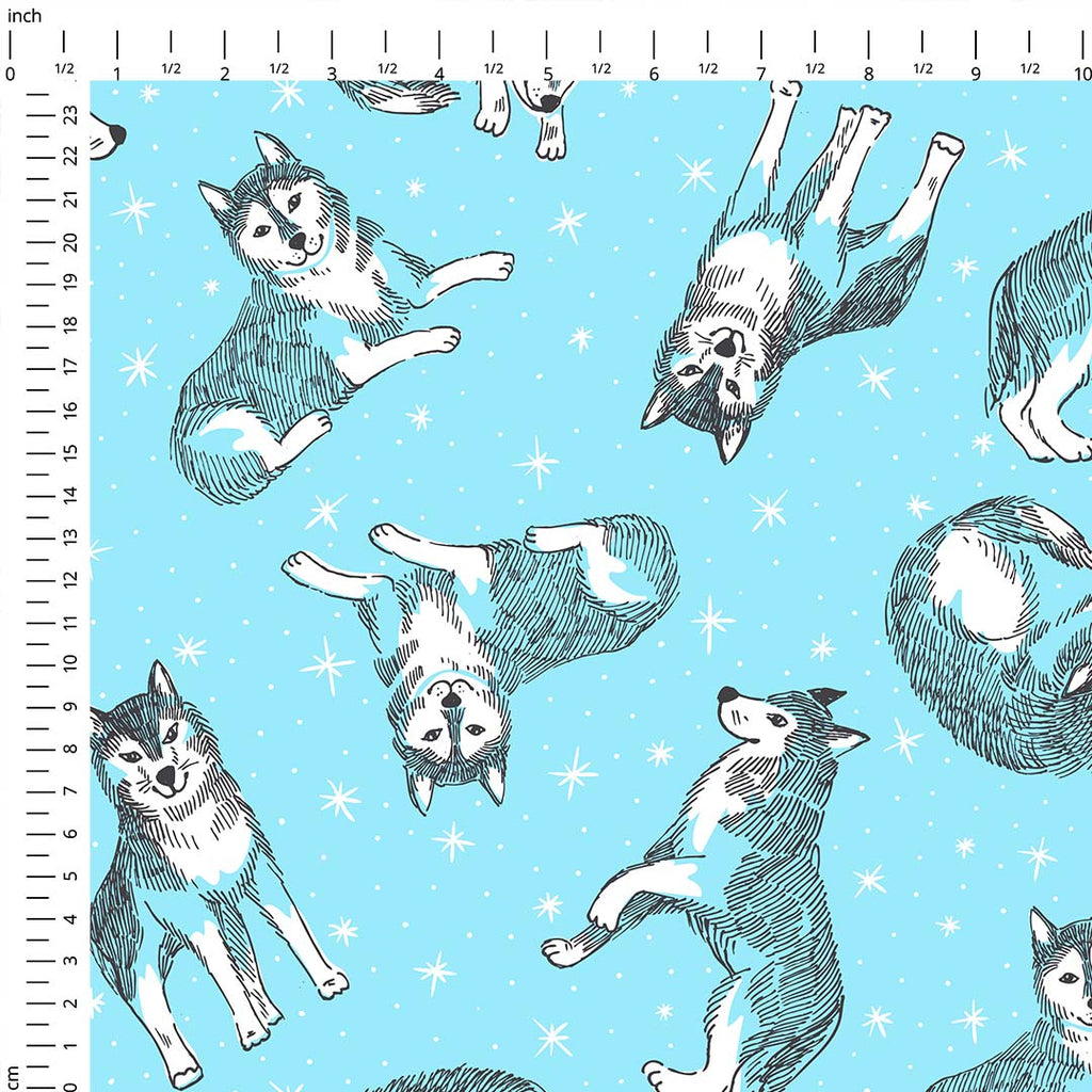 Snow Wolves Fabric