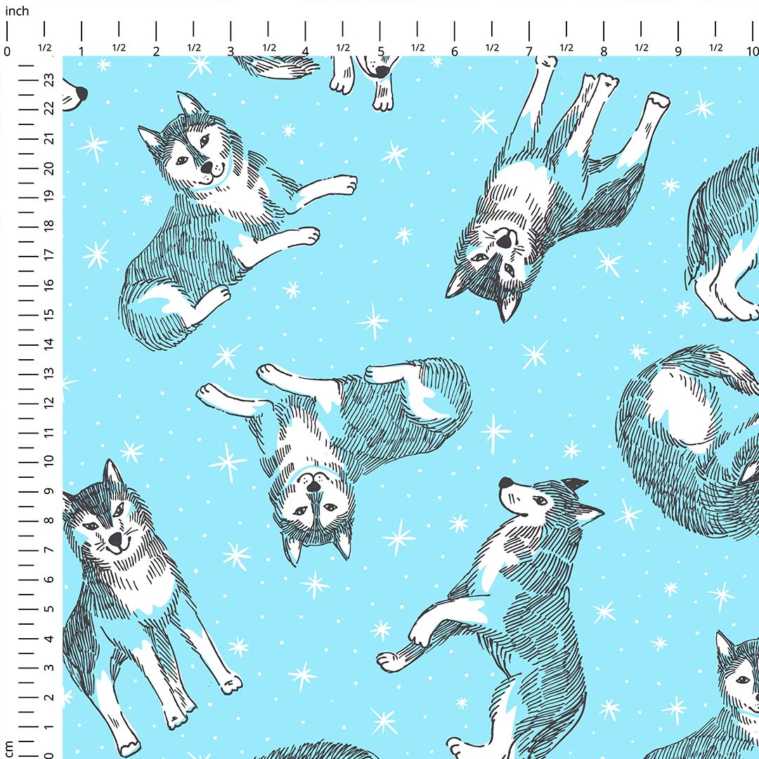 Snow Wolves Fabric