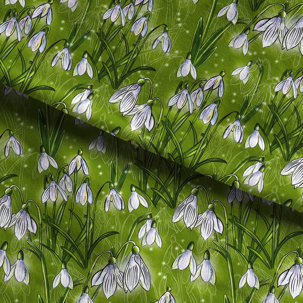 Snowdrops Green Fabric