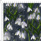 Snowdrops Grey Fabric