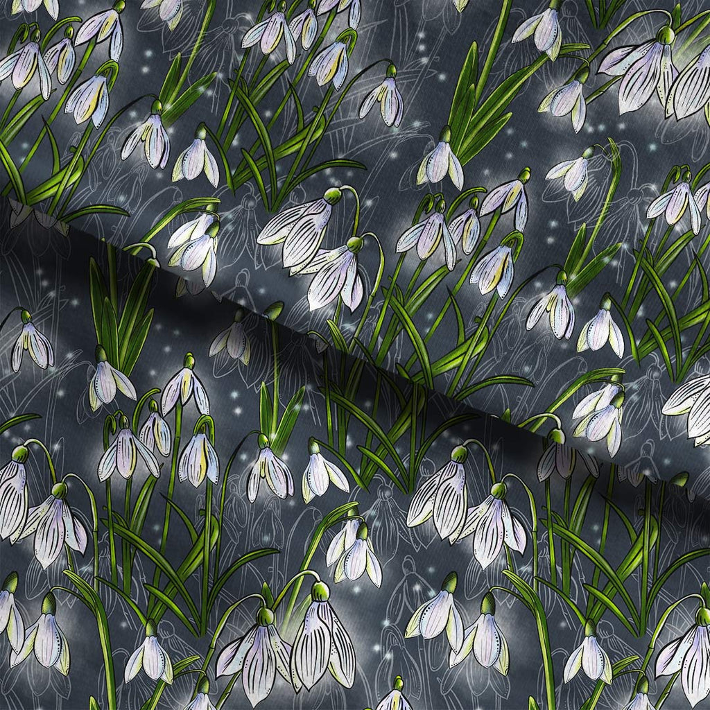 Snowdrops Grey Fabric