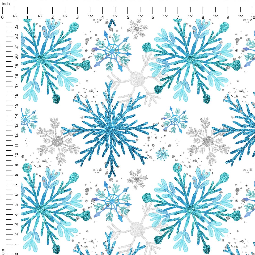 Snowflakes Blue Fabric