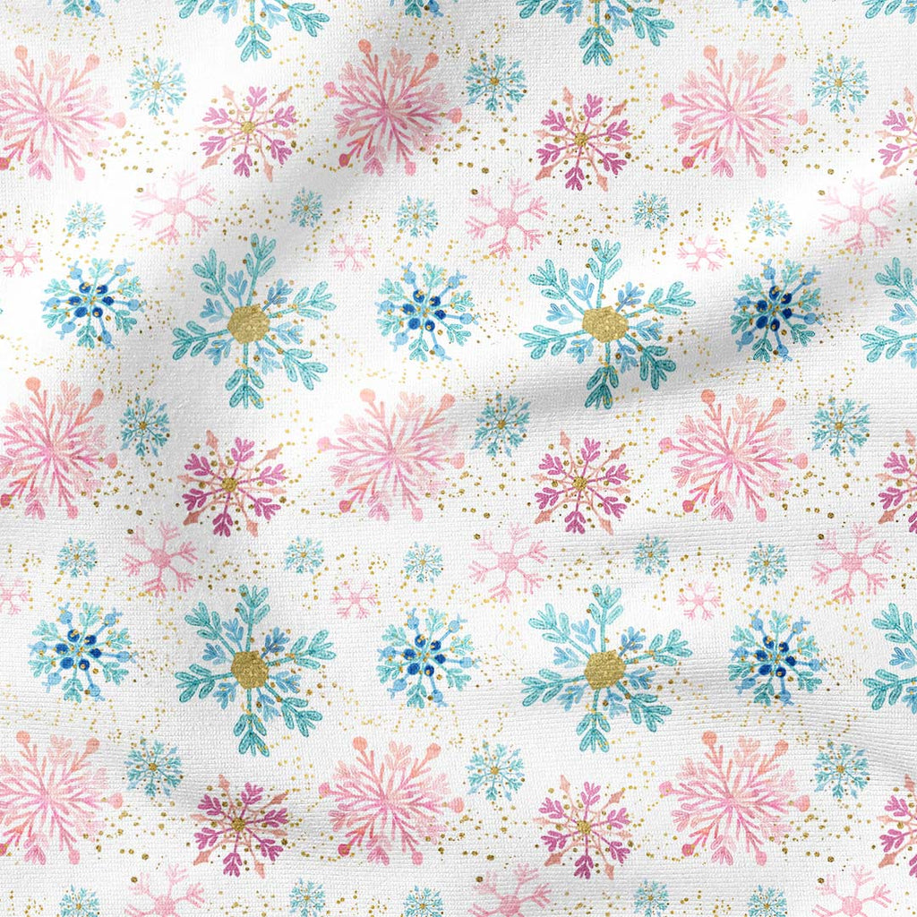 Snowflakes Pink and Blue Fabric