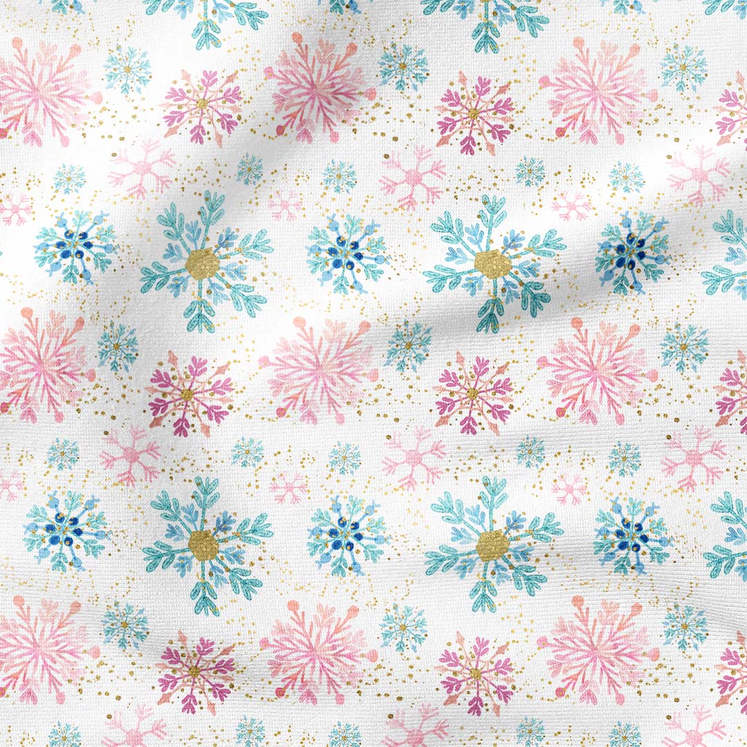 Snowflakes Pink and Blue Fabric