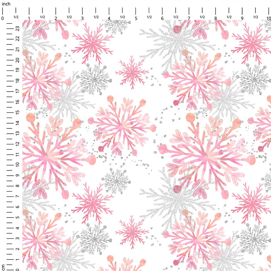 Snowflakes Pink Fabric