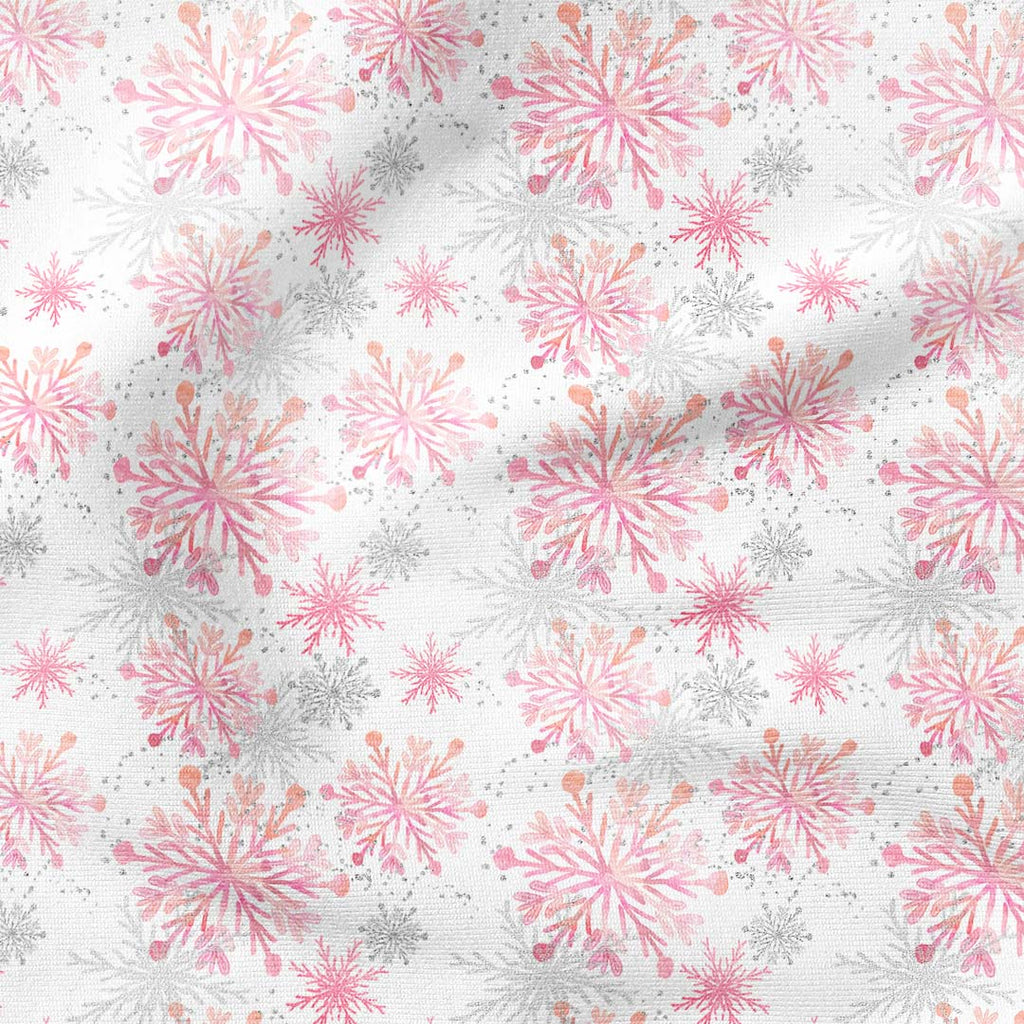 Snowflakes Pink Fabric