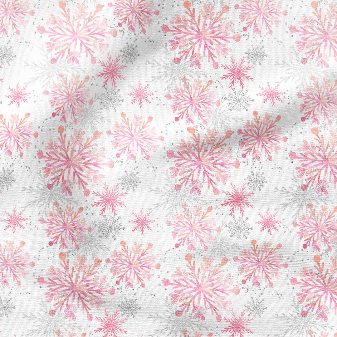 Snowflakes Pink Fabric