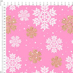 Snowflakes on Pink Fabric