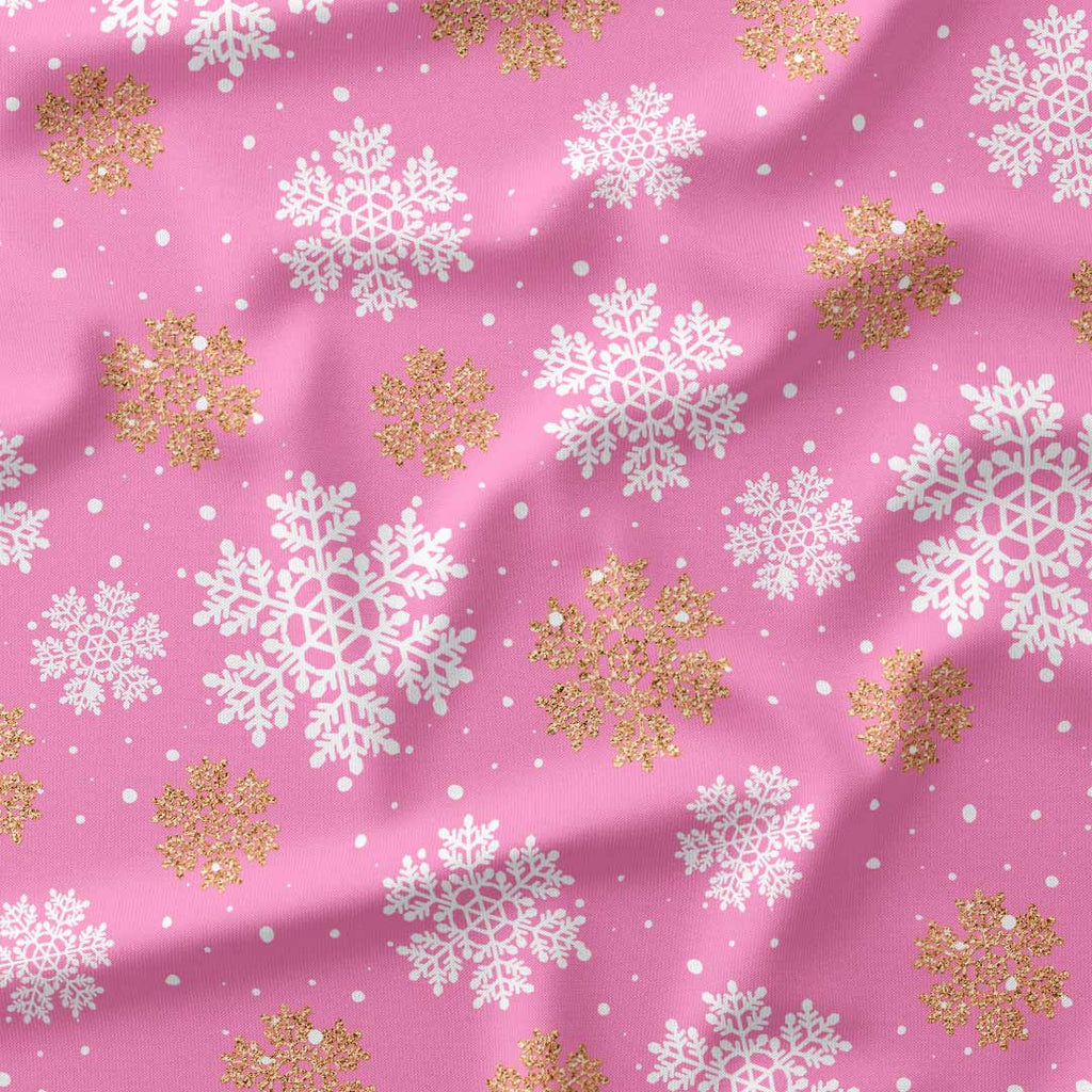 Snowflakes on Pink Fabric