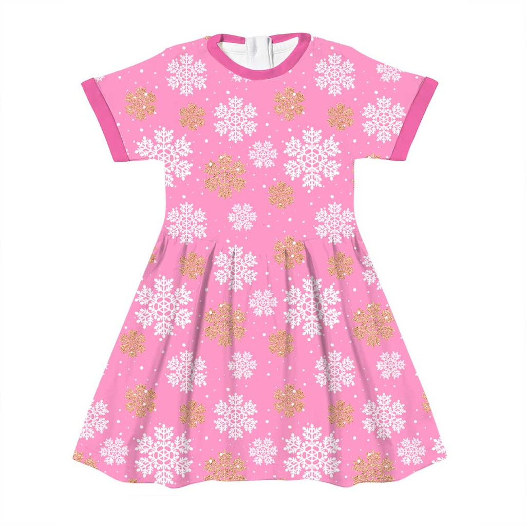 Snowflakes on Pink Fabric