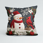 CUSHION Panel Snowman and Red Cardinal CP-821
