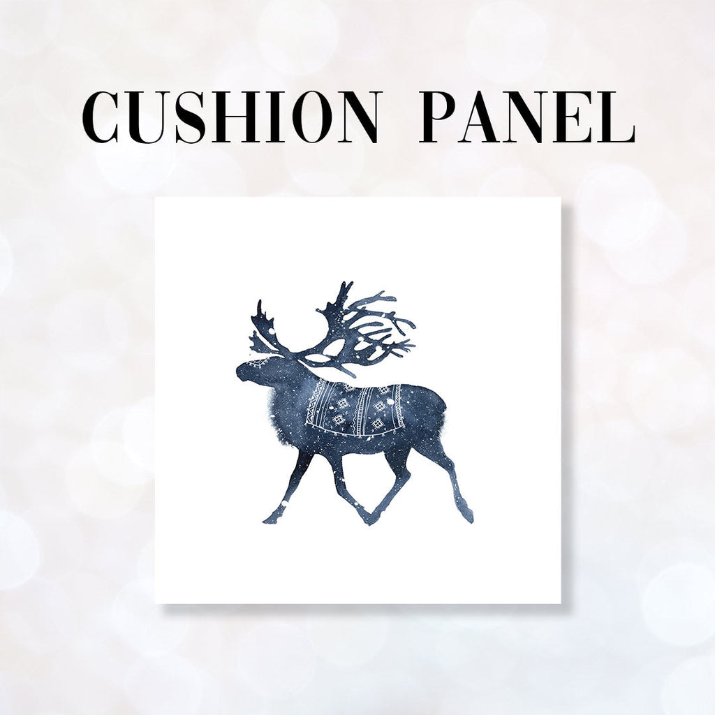 CUSHION Fabric Panel Snowy Moose