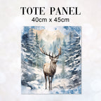 TOTE Snowy Reindeer Fabric Bag Panel