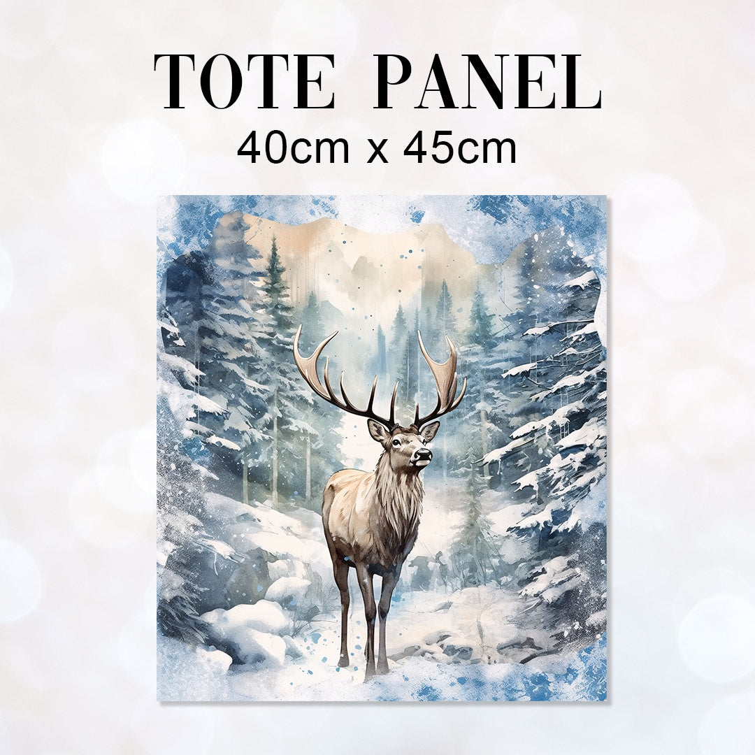 TOTE Snowy Reindeer Fabric Bag Panel