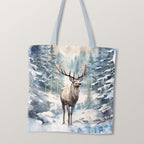 TOTE Snowy Reindeer Fabric Bag Panel