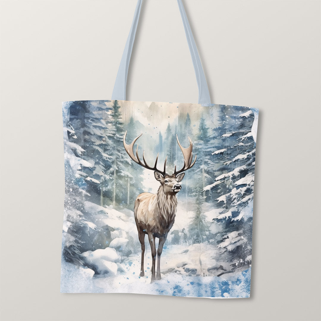 TOTE Snowy Reindeer Fabric Bag Panel