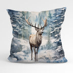 CUSHION Fabric Panel Snowy Reindeer