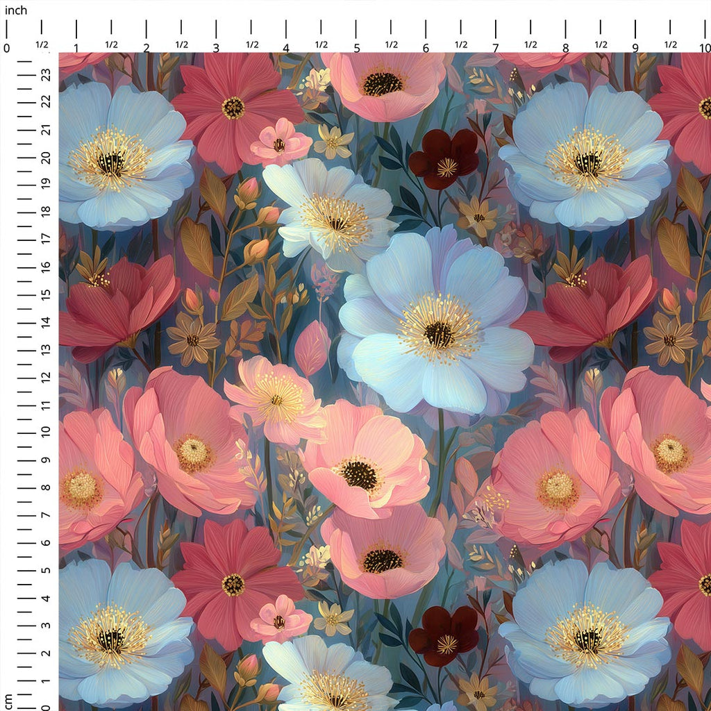 Soft Pastel Poppies Fabric
