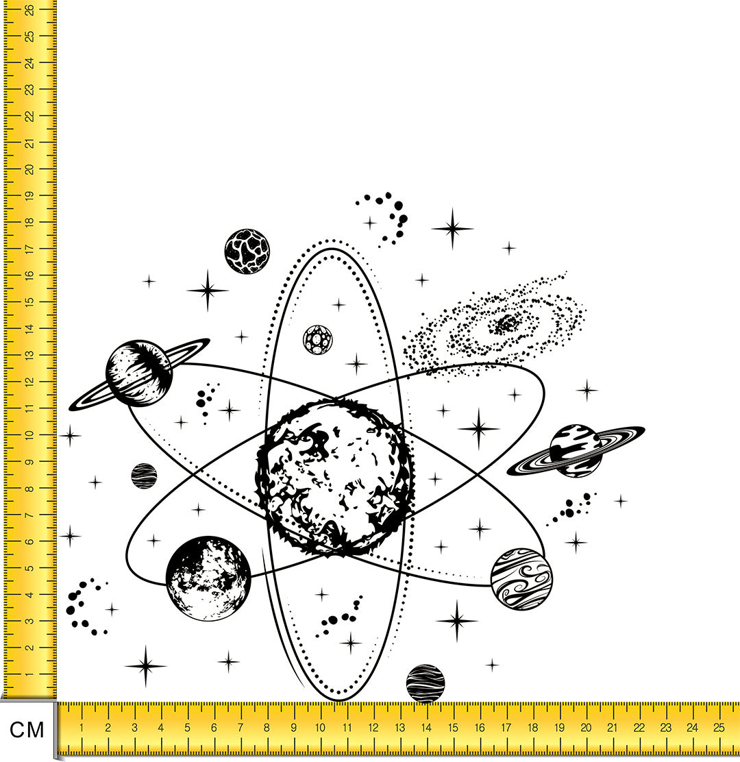 Space Atom Black Iron on Fabric Heat Transfer DTF-152