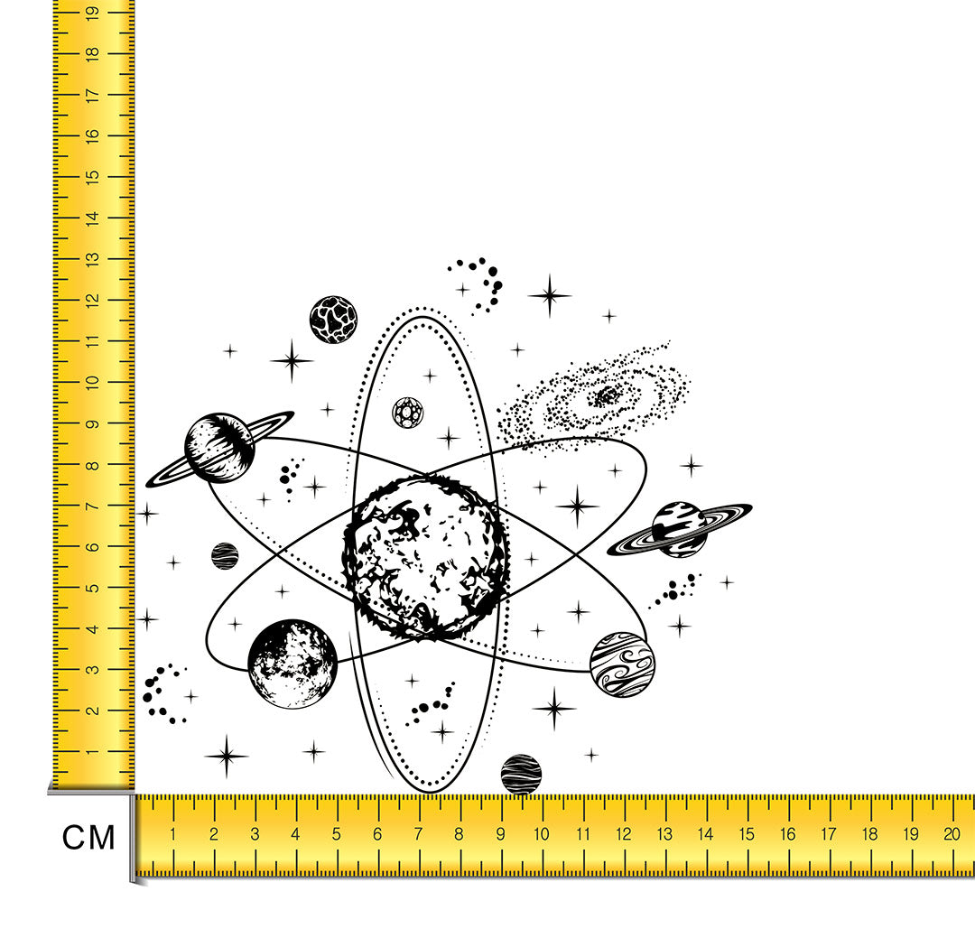 Space Atom Black Iron on Fabric Heat Transfer DTF-152