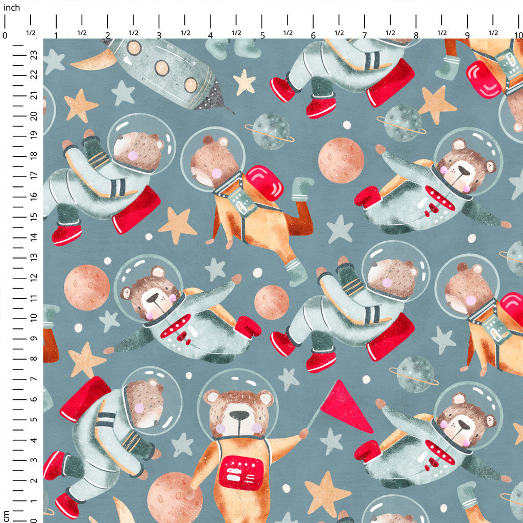 Bear Astronaut Grey Fabric