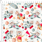 Bear Astronaut White Fabric