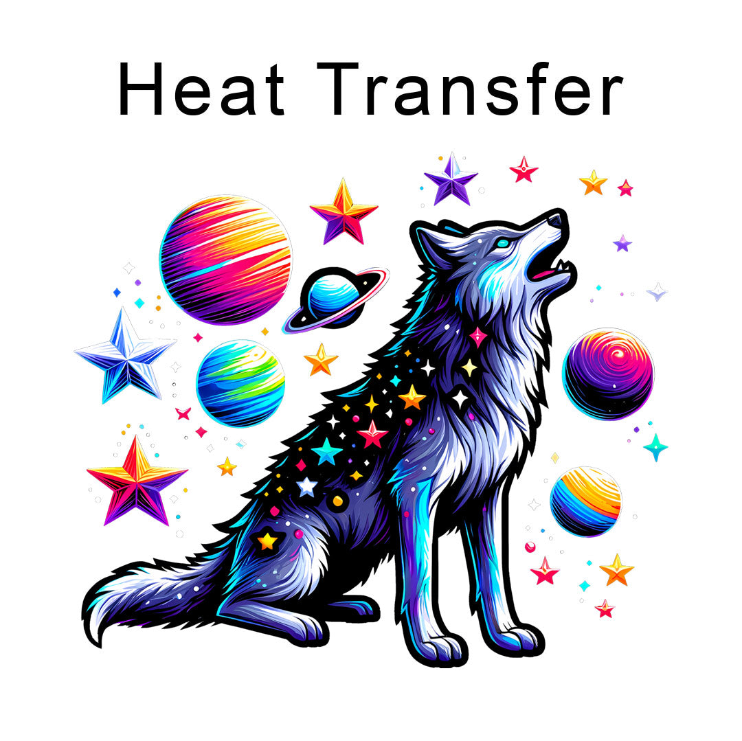 Space Wolf Iron on Fabric Heat Transfer DTF-153