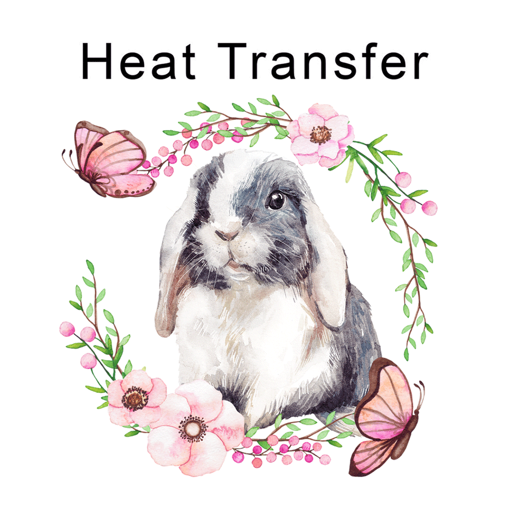 Floral Bunny Iron on Fabric Heat Transfer DTF-107