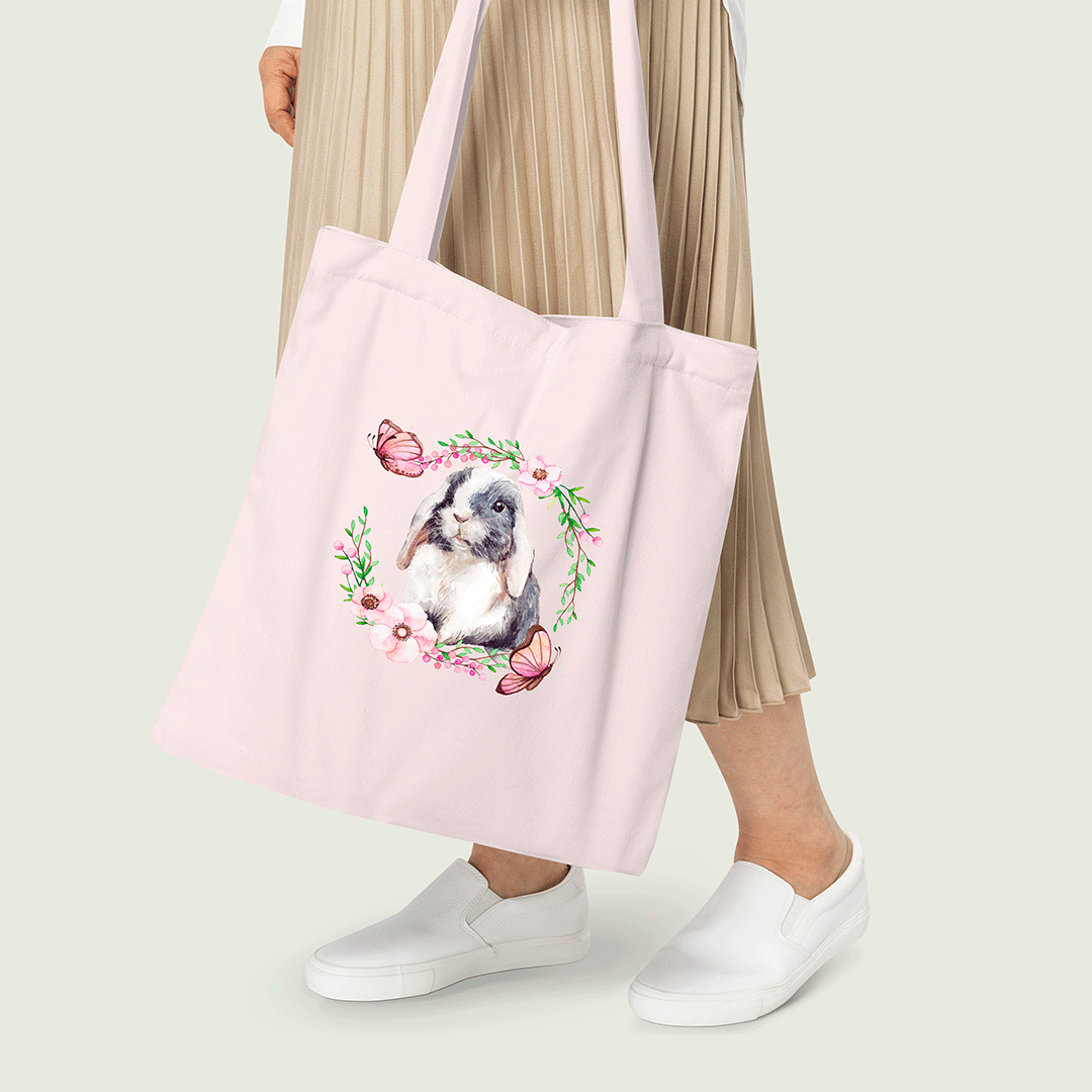 Floral Bunny Iron on Fabric Heat Transfer DTF-107
