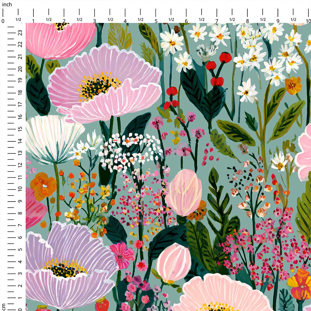 Spring Floral Mint Fabric