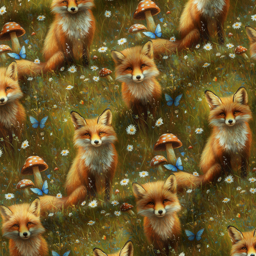Spring Meadow Fox Fabric