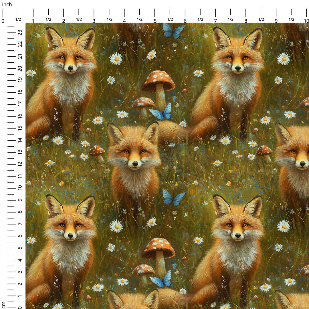 Spring Meadow Fox Fabric