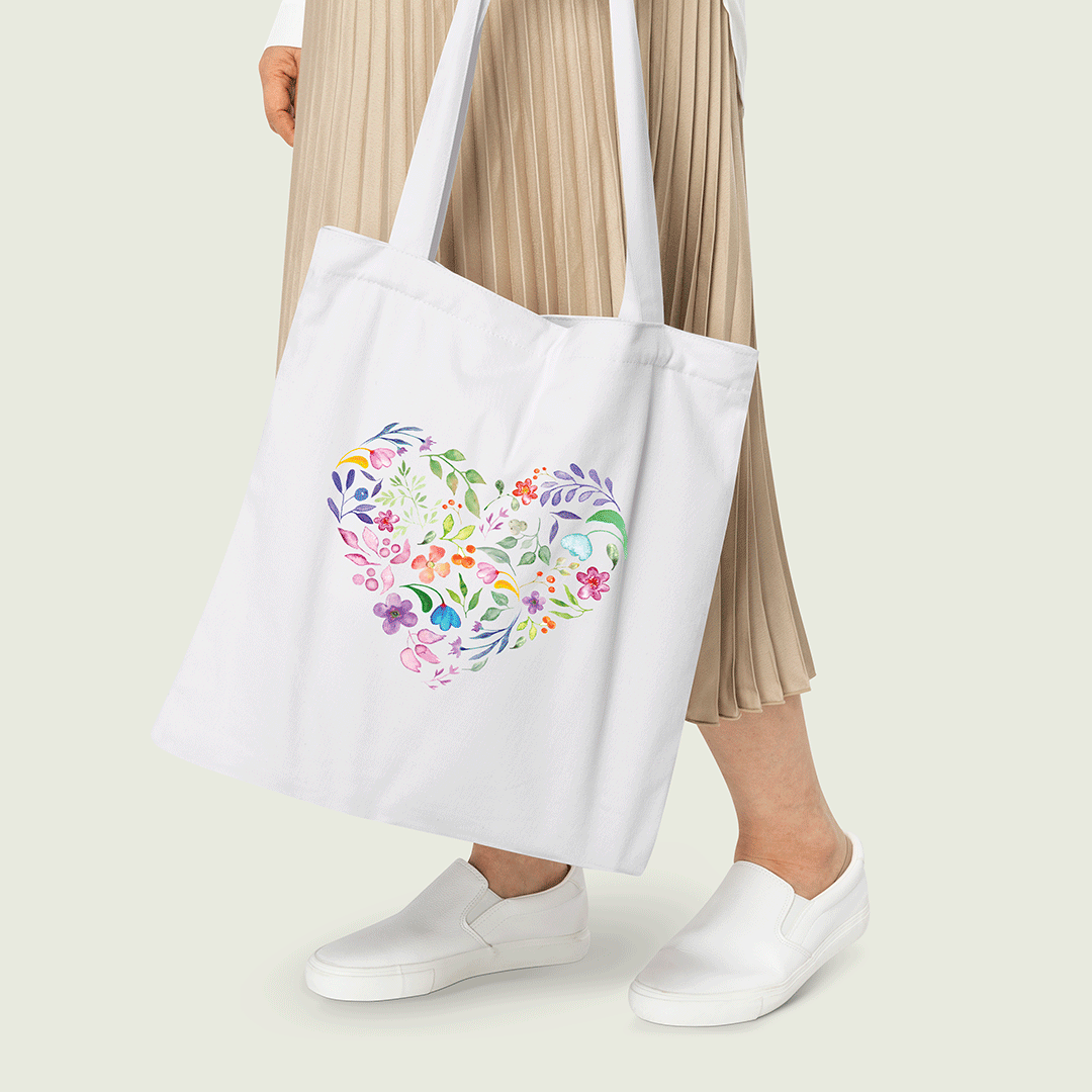 Watercolour Spring Heart Iron on Fabric Heat Transfer DTF-100